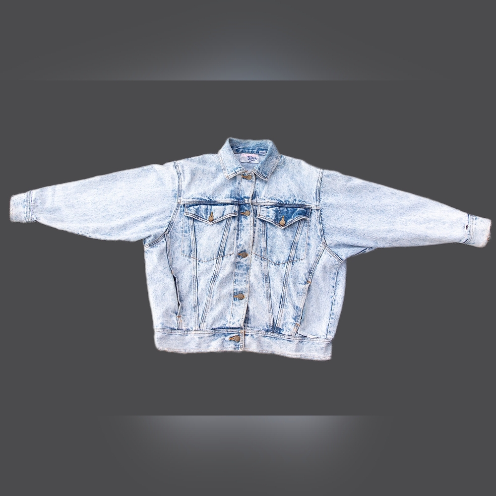 Vintage Weathered Blues Denim Jacket, Lightwash, size M, Cotton
